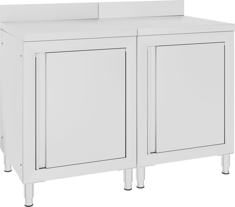 DELUKE Edelstahl Arbeitsschrank mit Aufkantung LEDO 120x60x96cm, Mit Staufach, Edelstahl Gastro-Arbeitstisch Arbeitsfläche Gastro-Küchenschrank