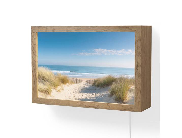 OnlyWow Wandleuchte - Strand - Meer - Düne - Sand - Sommer - 30x20 cm, Sandfarben, Holzwerkstoff, Rechteckig, LED integriert, 30x20x8 cm, Lampen & Leuchten, Innenbeleuchtung, Wandlampe