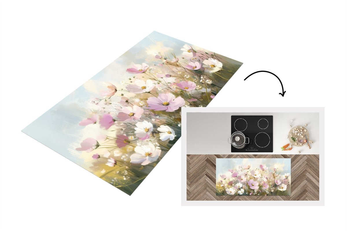 KitchenYeah Keukenloper Bloemenveld - Vinyl - Lichte tinten