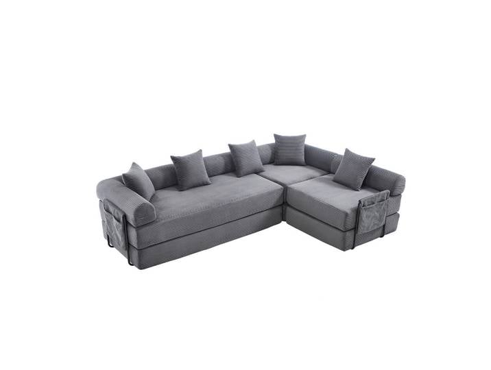 ComfortXL Ecksofa De-33695 mit Vakuumverpackung Dunkelgrau, 270x180 cm, Wohnzimmer, Sofas & Couches, Wohnlandschaften, Ecksofas