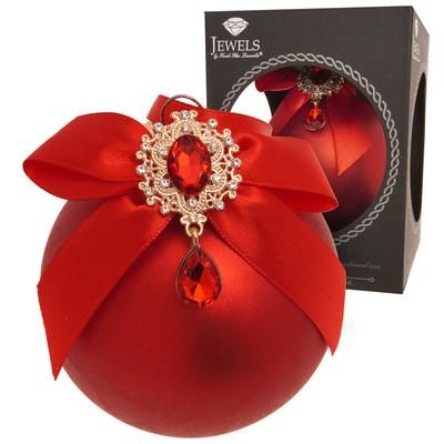 Weihnachtsbaumkugel KREBS GLAS LAUSCHA "Weihnachtskugel Strassstein, Schleife, Eisdesign rot 8cm", rot, B:8cm H:8cm T:8cm Ø:8cm, Glas, Weihnachtsbaumkugeln, Dekoriert mit Liebe zum Detail
