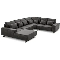 filippo Wohnlandschaft Antwerp Mikrofaser Grau Anthrazit 343 cm