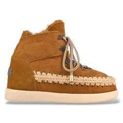 Mou für Damen. MU.FW771000A Braune Stiefeletten aus Leder mit New Inner Wedge (36), 3 bis 5 cm, Schnürsenkel, Lässig