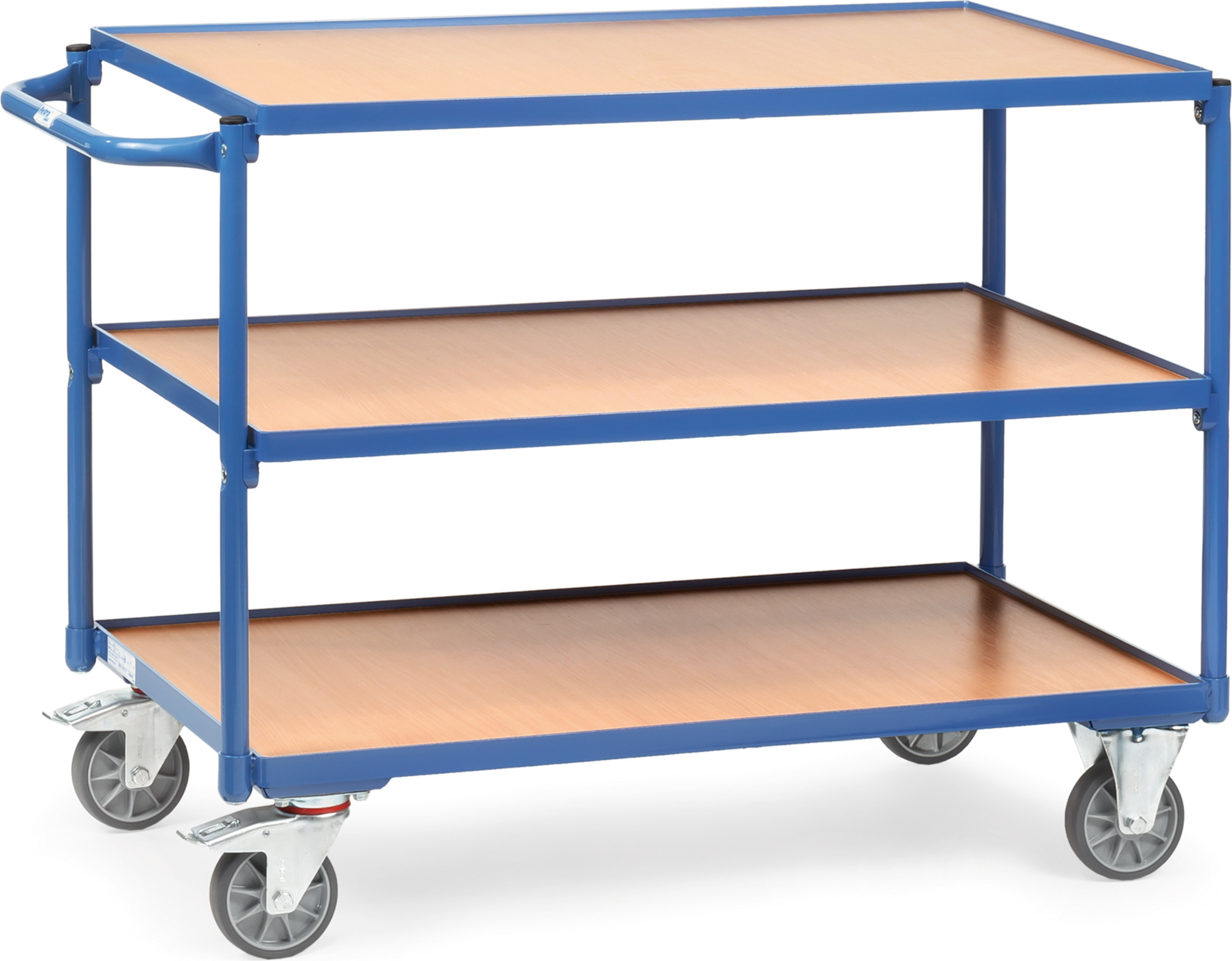 Fetra Tischwagen mit Holzwerkstoffplatten 3 Etagen mit rechteckige Ladeflächen 1200x800 mm