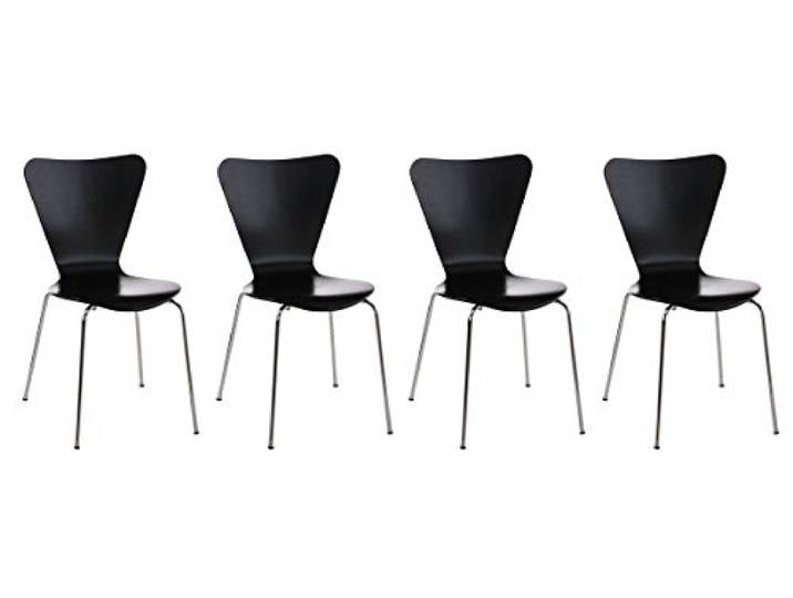 CLP Lot de 4 Chaises Empilables Calisto I Chaise De Visiteur avec Piètement Stable en Métal Chromé I Chaise pour Zone D'Attente Couleur Noir