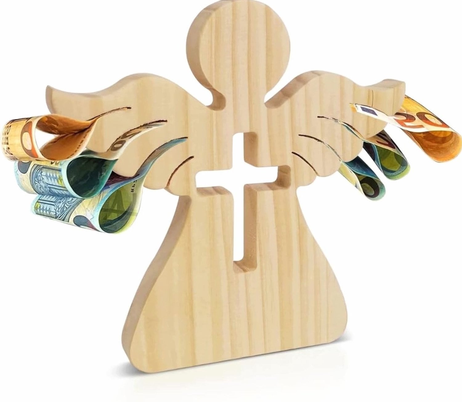 Handgemaakt minimalistisch houten engel figuur voor decoratie