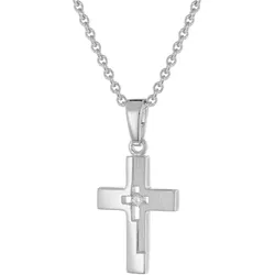 trendor 28402 Kinder-Halskette Mit Kleinem Kreuz 925 Silber Rhodiniert, 45 cm