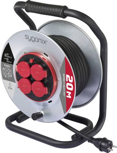 Sygonix SY-10236108 Kabeltrommel 20m Schwarz Schutzkontakt-Stecker