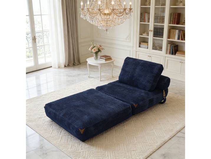 Canapé de détente moderne pour une personne avec espace de rangement intégré et décorations élégantes en pompons, idéal pour créer une ambiance chaleureuse.
