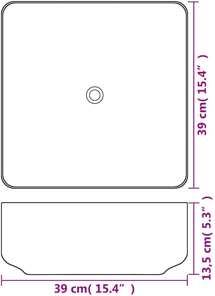vidaXL Lavabo carré Céramique Blanc 39x39x13,5 cm