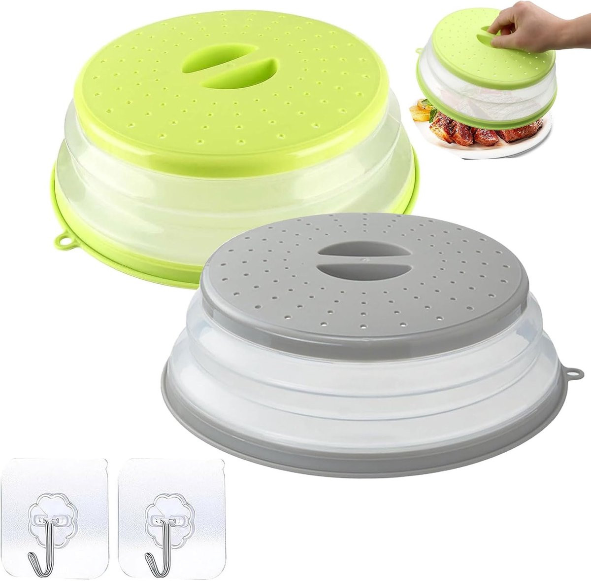 Set van 2 inklapbare magnetrondeksels met hittebestendigheid, filters en ophanghaakjes - ShopVlot