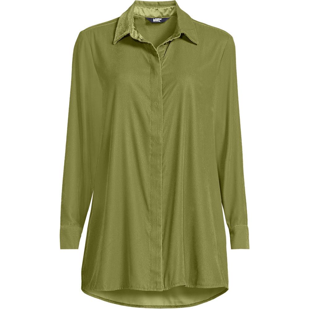 Samtbluse für Damen in Plus-Größe, Damen, size: plus, Grün, Polyester, by Lands' End