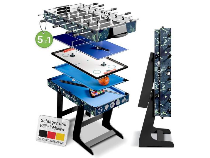 Juskys Spieltisch Ballzauber, klappbar mit Tischtennis, Kicker, Billard, Hockey & Basketball