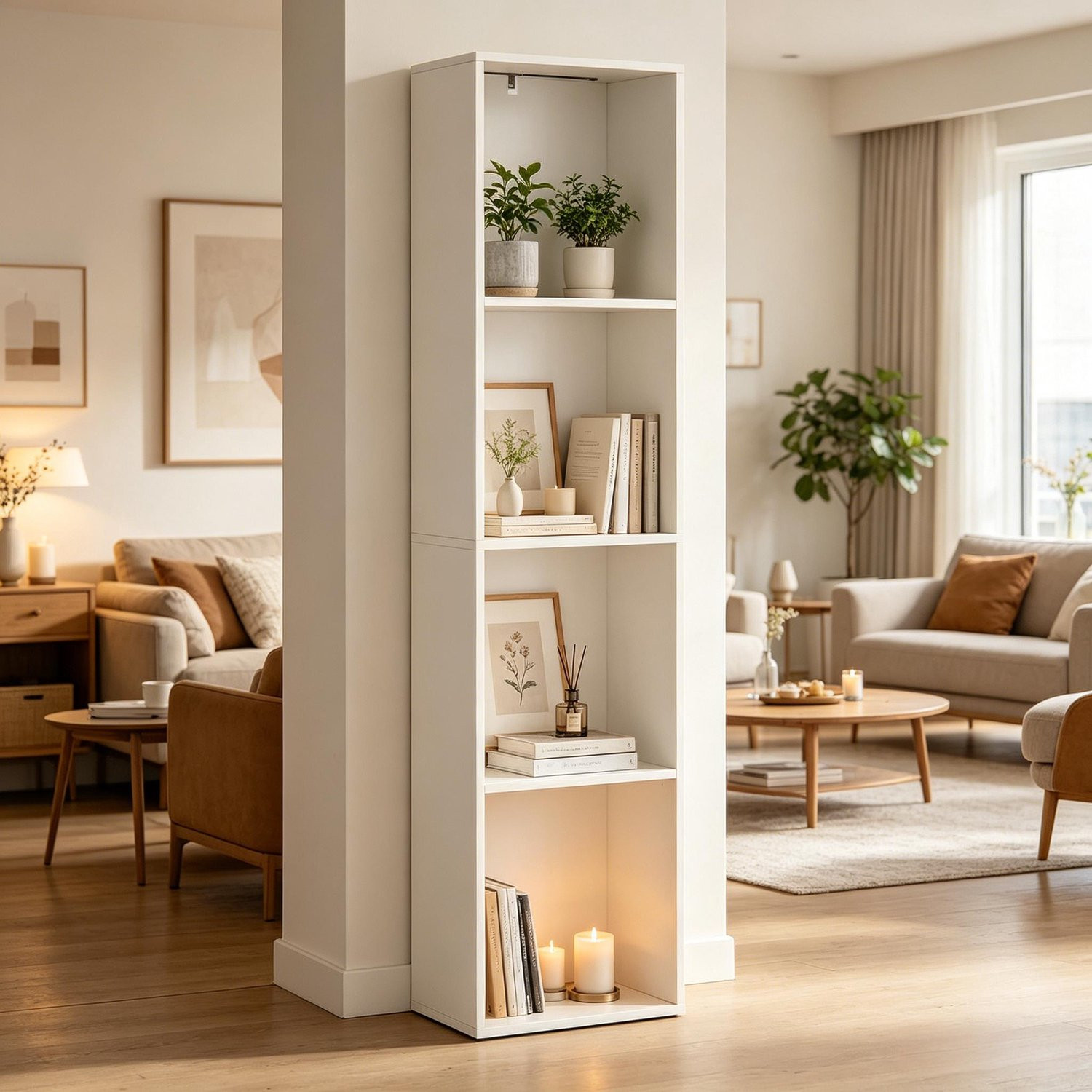 CHICFURN Boekenkast met RGB-verlichting en 4 vakken - Wit