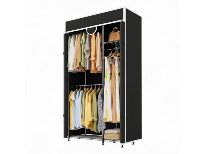 Litake Robuster tragbarer Kleiderschrank mit staubdichtem Reißverschluss – 720 lbs Tragkraft, verstellbares Metall-Kleiderständer-System für kleine Räume