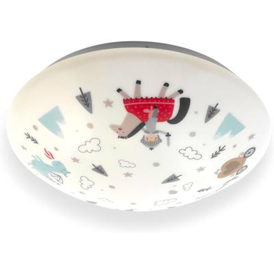 NIERMANN Deckenleuchte "Kinderlampe mit Motiv "Ritter Theo", Kinderzimmer", weiß (weiß, bunt), 1, Ø 35cm H: 9cm, 1 Stk., Leuchten, bruchsichere Deckenschale, Deckenleuchte