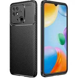 Screenguard Xiaomi Redmi 10C Hülle Carbon Design TPU Case (Xiaomi Redmi 10C), Smartphone Hülle, Schwarz