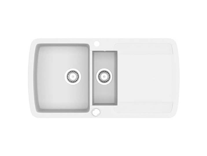 vidaXL Évier de cuisine Granit Double lavabo Blanc