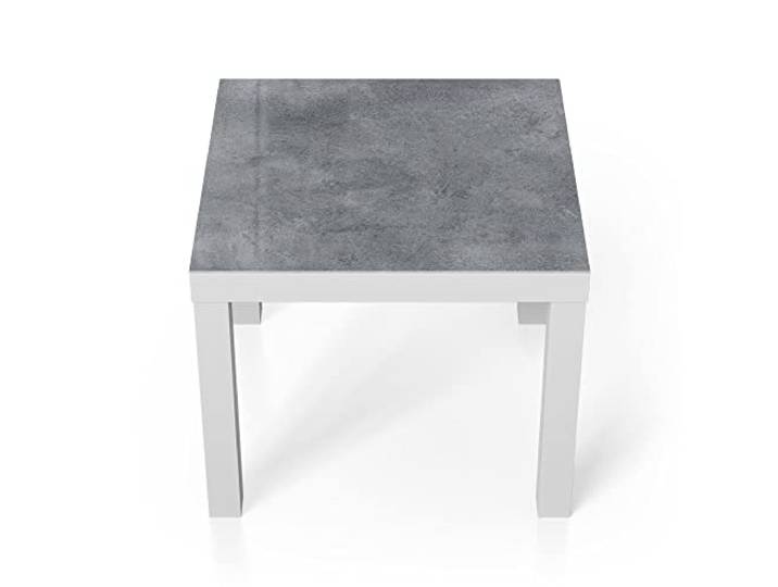 DEQORI Glastisch weiß klein 55x55 cm Motiv Betonstruktur im Detail ausgefallener Beistelltisch aus Glas Hochglanz Couchtisch fürs Wohnzimmer moderner Couch Tisch mit Design