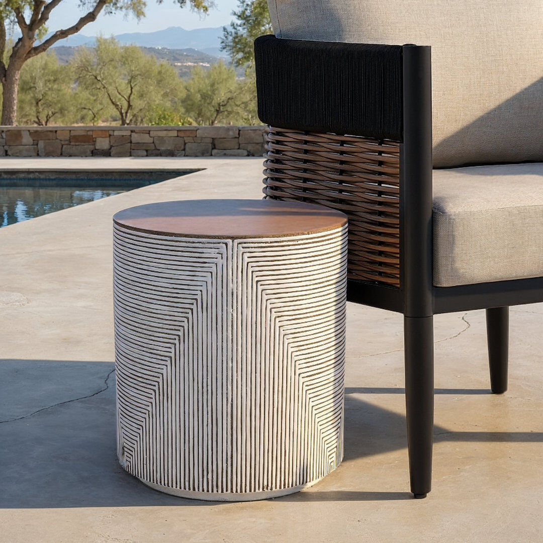 Canora Grey Block End Table White / Grey 46.99cm H X 41.4cm W X 41.4cm D