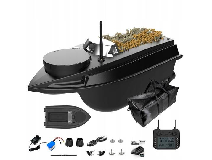 LOKEEVAN RC-Boot V030 BASIC, 12 V / 20.000 mAh Akku,Bis zu 800 m,GPS mit 180 Speicherpunkten