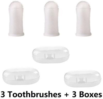 Inspired Finds 3PCS Silicone Finger Pet Toothbrush Set For Dogs & Cats white