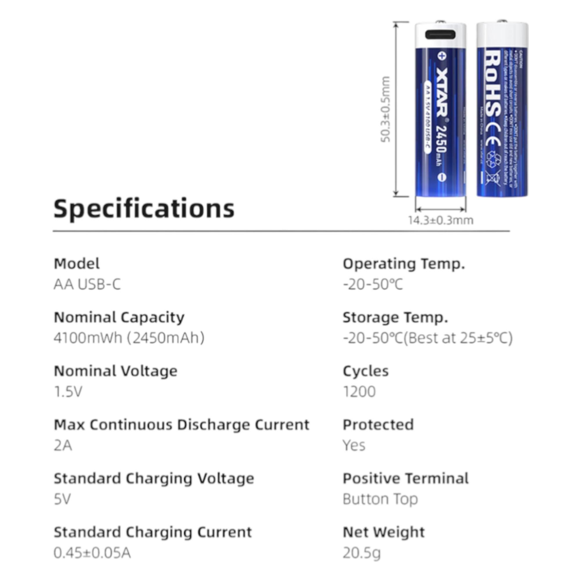 Xtar 4x R6/AA (4 Stk., AA, 2450 mAh) (XTAR)