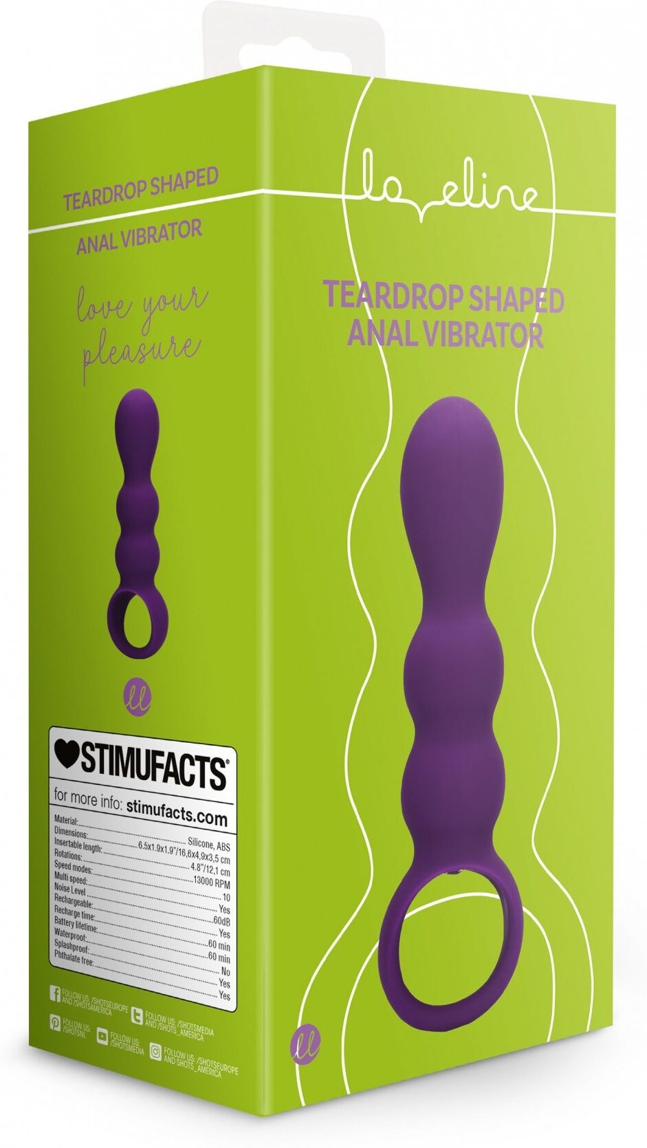 Loveline Stimulateur Anal Vibration USB rechargeable - Clear Purple