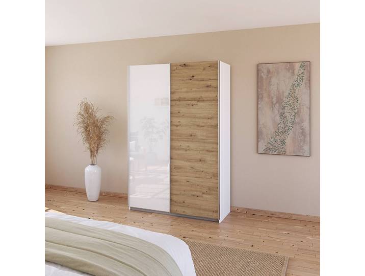 Armoire - Bicolore 136cm Blanc/Blanc brillant/Blanc alpin