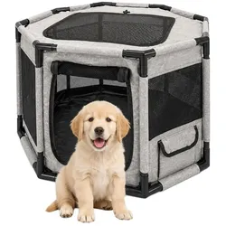 Relaxdays Welpenauslauf indoor & outdoor Grau,Schwarz