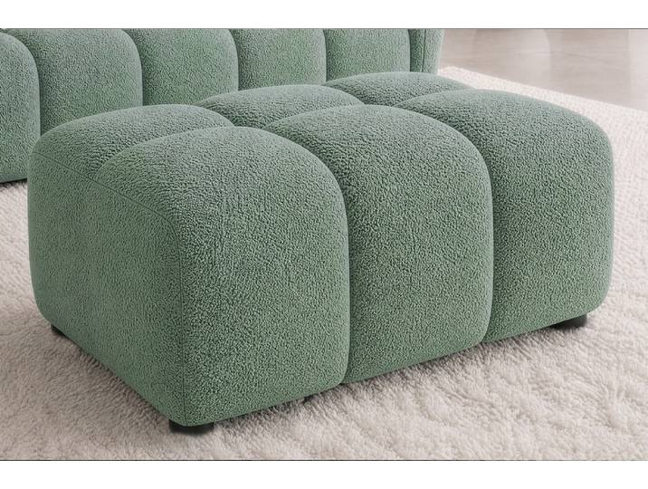 Moderner Hocker CLOUD 100cm salbei Bouclé Federkern Fußhocker Sitzhocker