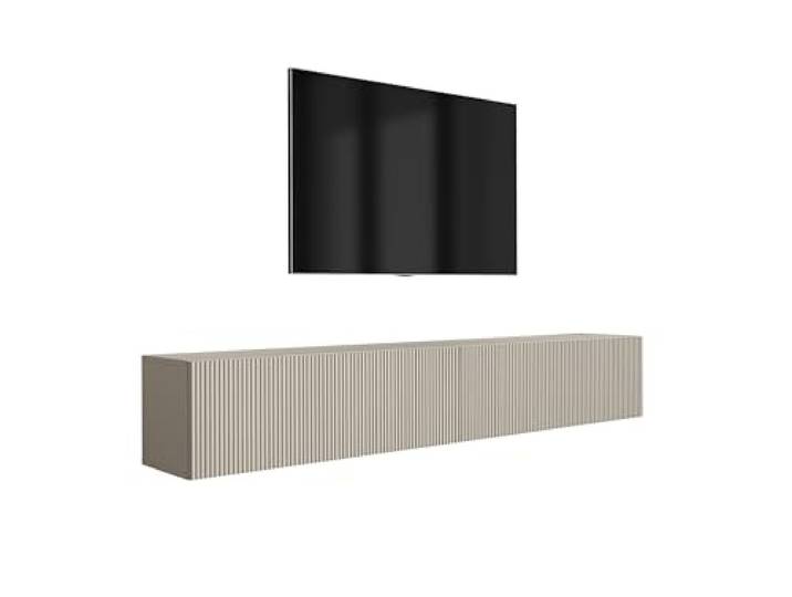 3xE Living TV-Lowboard 200 cm, Rillenfront, abschließbar, Kaschmir, 200 × 32 × 33,6 cm