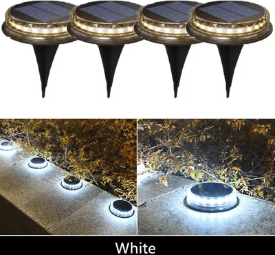 Inspire Curations Solar LED Disk Lights Outdoor IP65 Waterproof Ground Landscape Lights white Light 4pcs