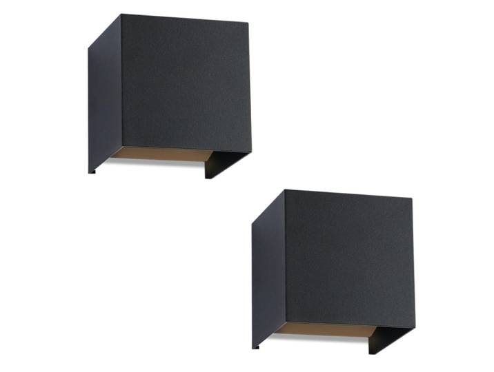 Applique murale en aluminium noir 10x10x10cm lot de 2 led 3000k 3w