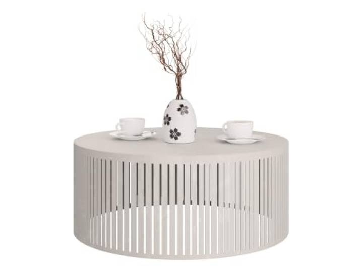 Mirjan24 Couchtisch Jervag Mini, Runde Form, Kaffeetisch, Metallbeine, Wohnzimmertische, Beistelltisch, Sofatisch, Teetisch (Cashmere)
