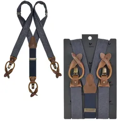 Sir Redman Hosenträger Work Service Herren Damen mit Clips und Lederlaschen für Knöpfe (blue - dunkelblau)