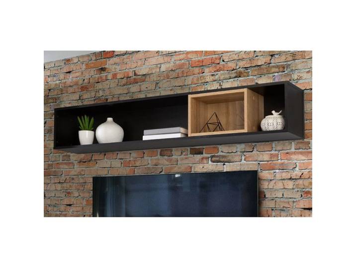 Etagère murale 150 cm 1 niche décor bois de chêne et noir - MODE Meubletmoi