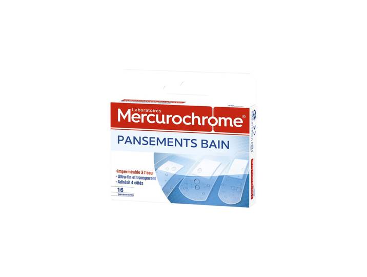 MERCUROCHROME Pansements Bain Imperméable Ultra-Fin Transparent X16
