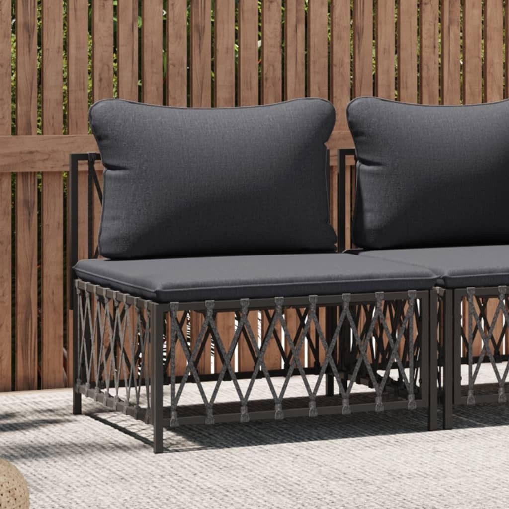 De Living Store tuinbank met kussens, antraciet, textiel