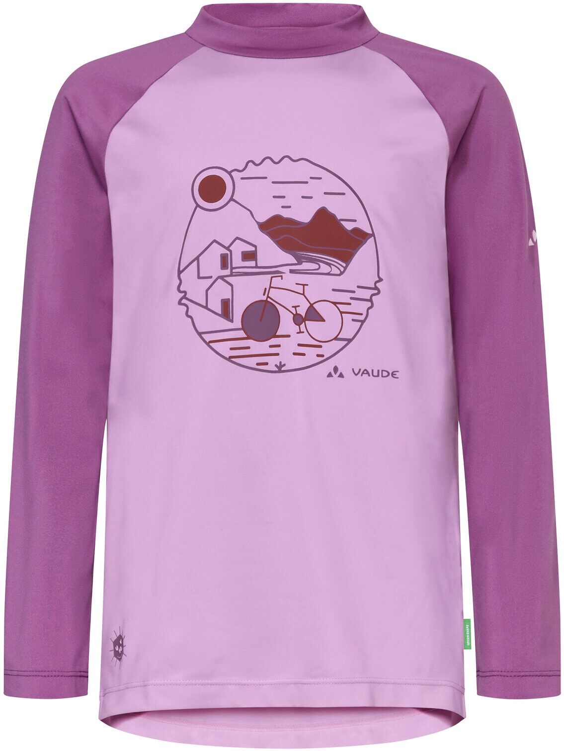 T-Shirt VAUDE "Kids Solaro LS T-Shirt III", Mädchen, Gr. 104, rosa (raspberry), Jersey, Obermaterial: 91% Polyester, 9% Elasthan, normal, Rundhals, Shirts T-Shirt, für Kinder, Langarm, hoher UV-Schutz, elastisches Material raspberry 104