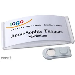 10 Namensschilder EVENT, magnetisch smag® Magnet | 75 x 37 mm, Kunststoff, transparent