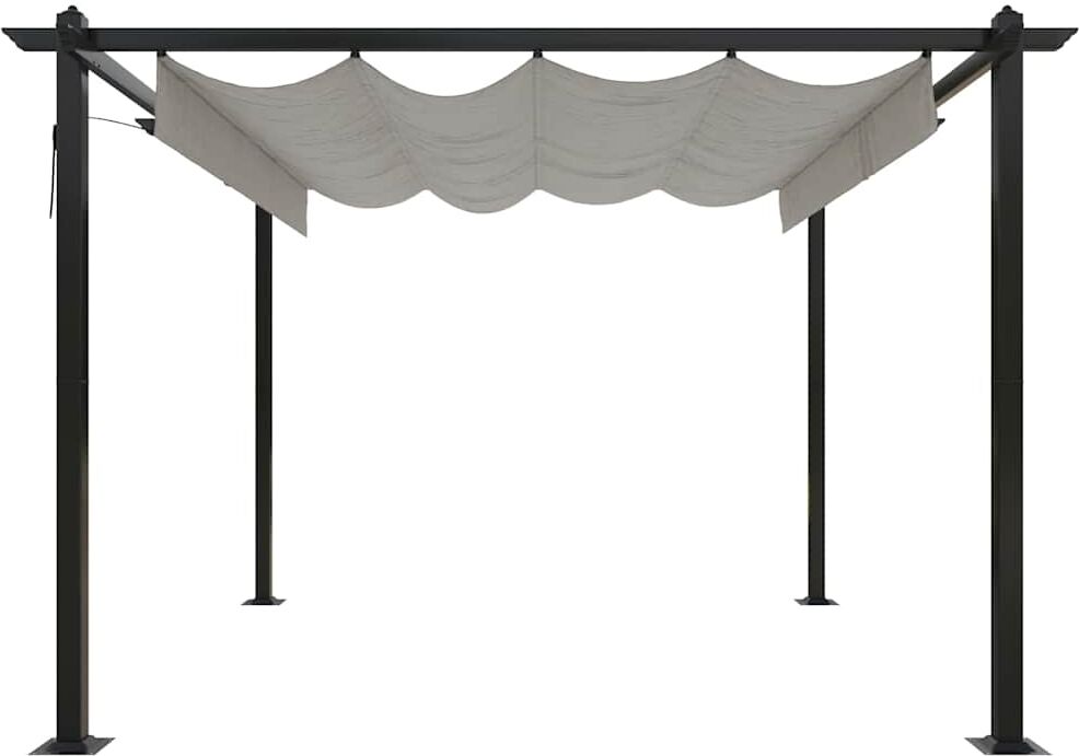 vidaXL Tonnelle de jardin avec toit rétractable 3x3 m Crème