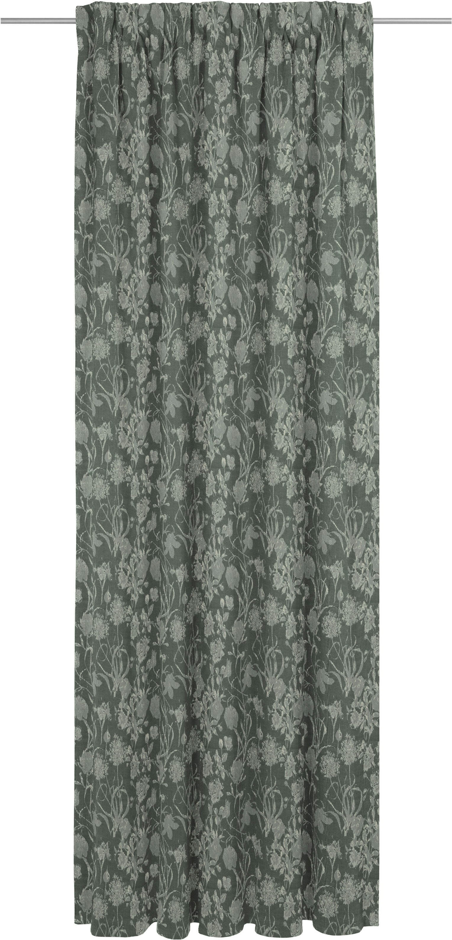 Vorhang ADAM "Flower Cuvée" Gr. 1, grün (olive), B:142cm H:145cm, Jacquard, Baumwolle, Gardinen, Vorhang, aus 100% Bio-Baumwolle olive 145cm, Multifunktionsband, 142cm