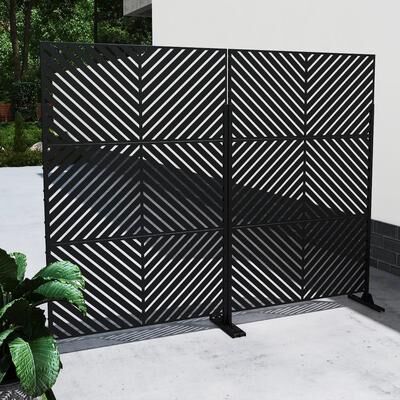 Lumibee Outdoor Privacy Screen with Stand for Patio Garden Metal Fence