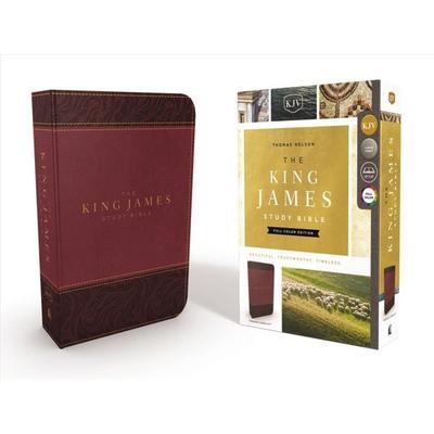KJV, The King James Study Bible, Leathersoft, Burgundy, Red Letter, Full-Color Edition, Gebundene Ausgabe von Thomas Nelson, Harper Collins (US),