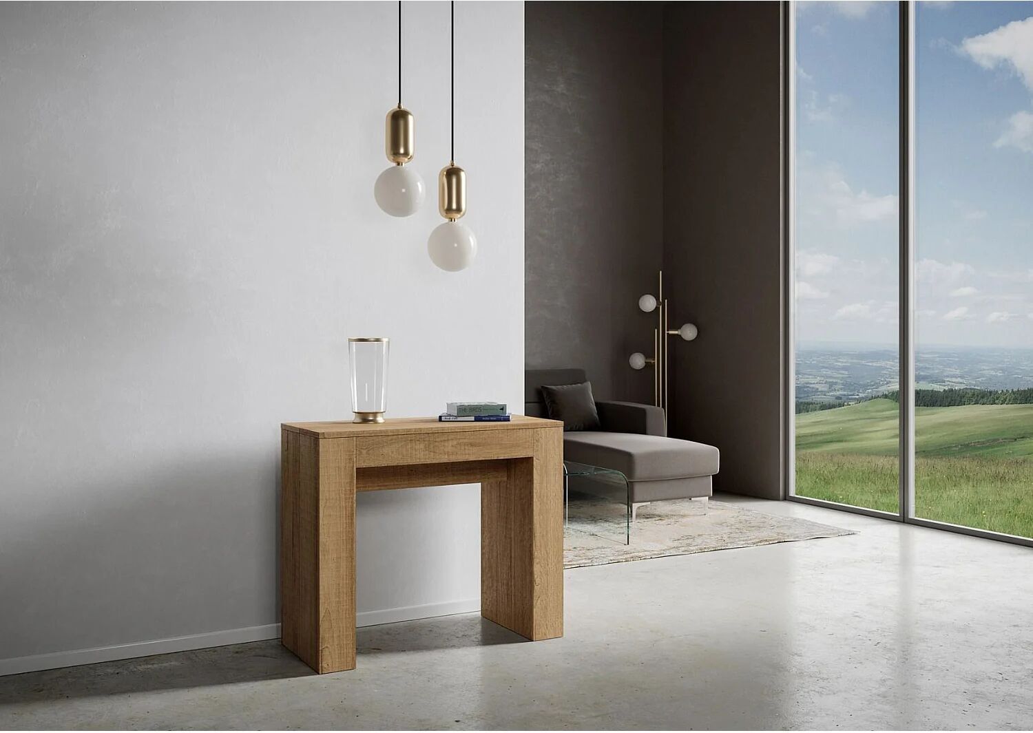 ITAMOBY Uitschuifbare sidetable 90x42/302 cm Modem natuur eiken