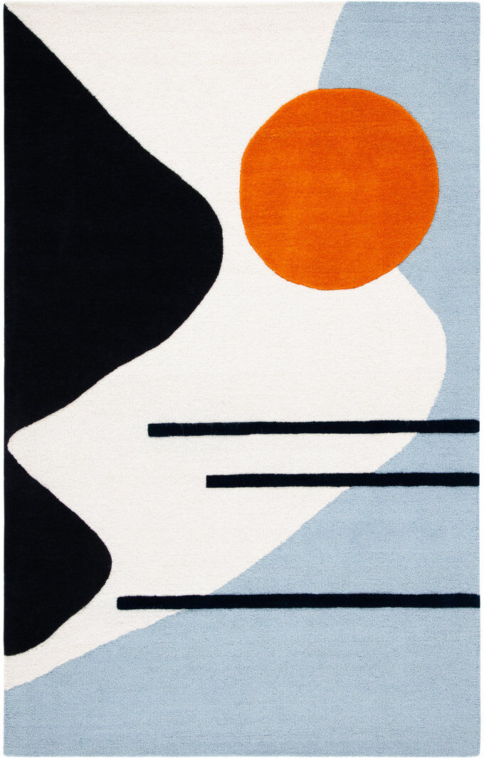 Bloomsbury Market Abstract Wool Hand Tufted Area Rug Ivory/Blue Rectangle 183 X 274cm