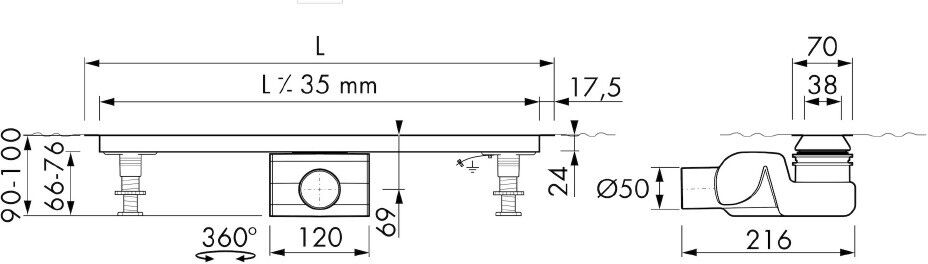 ESS XS-line Rohbauset 80 cm, XS-ROH-800 XS-ROH-800