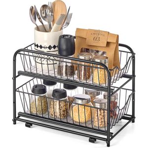 Songmics Küchenregal KCS017B01, schwarz, für Arbeitsplatte, 36,5 x 27,2 x 21cm