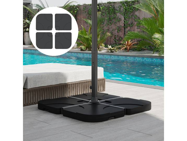 Outsunny Poids Lestage Parasol Carré Noir 50x50x8 cm Remplissable